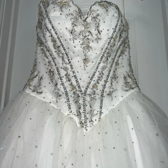 Mori Lee Beaded Ball Gown Dress 3/4 Sweetheart Corset Tulle – Formal/Quinceañera - Picture 3 of 10